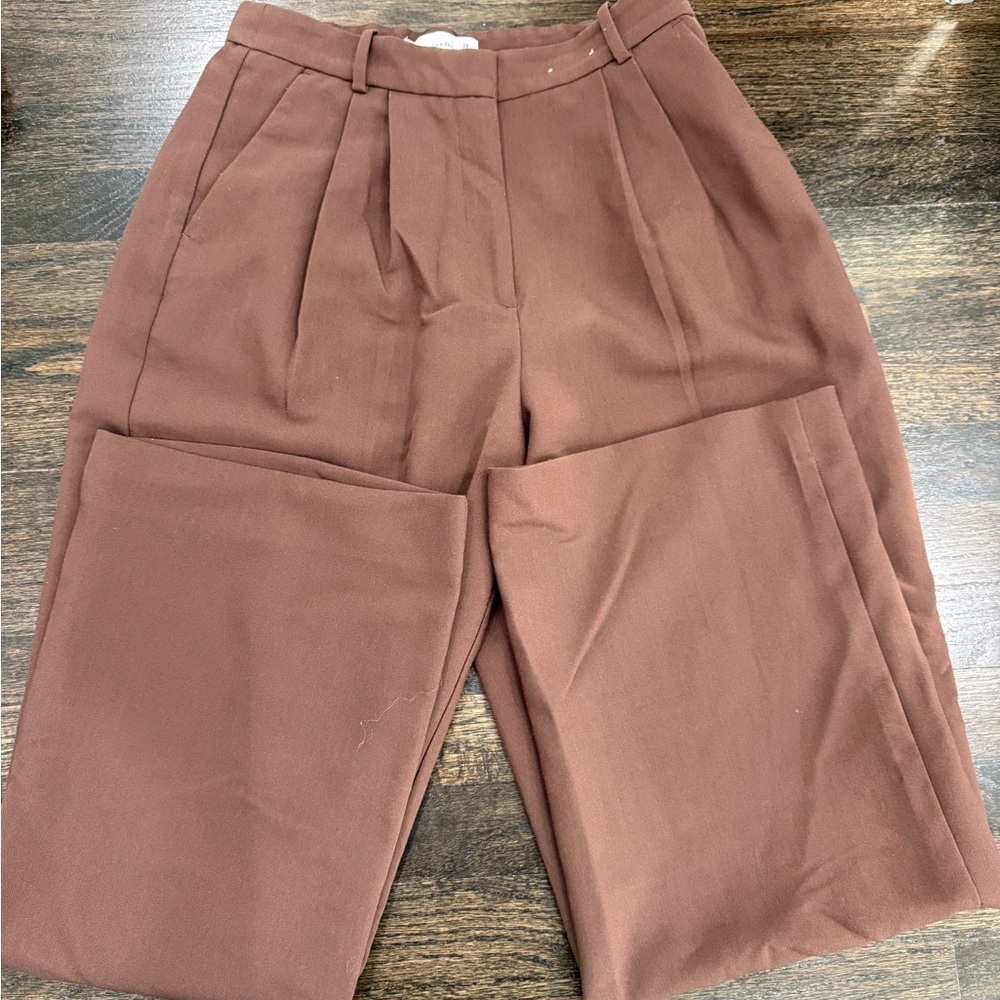 Abercrombie & Fitch Brown ultra high rise Wide Leg Sloane Pant curve love